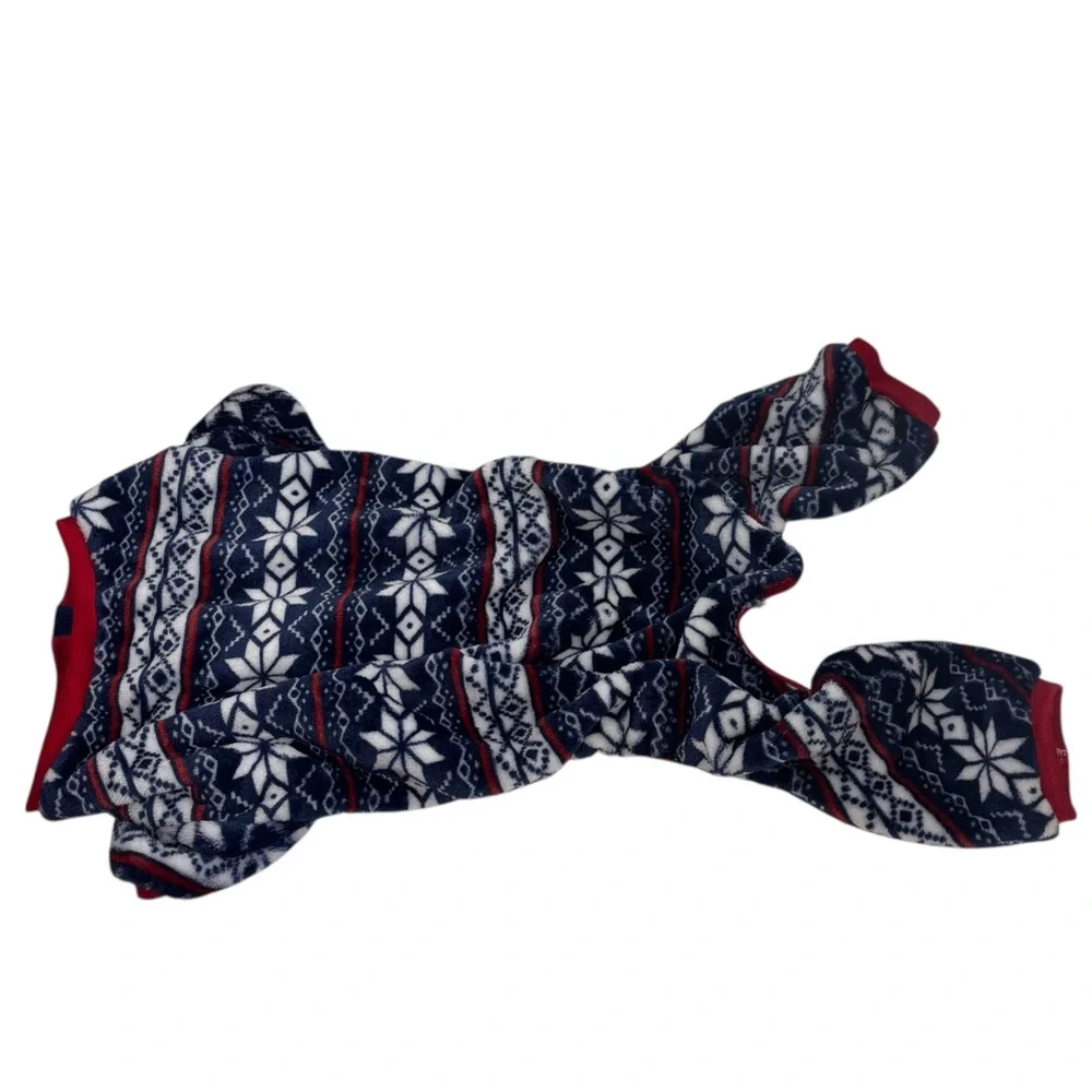 Dog Coat Size Large Cold Alert Technology Fair Isle Print Blue and Red LuvGear